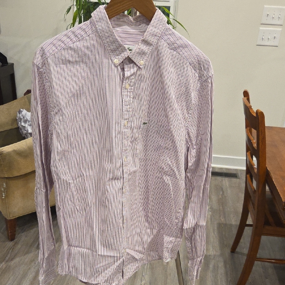 Lacoste Men's Casual Purple Striped Shirt